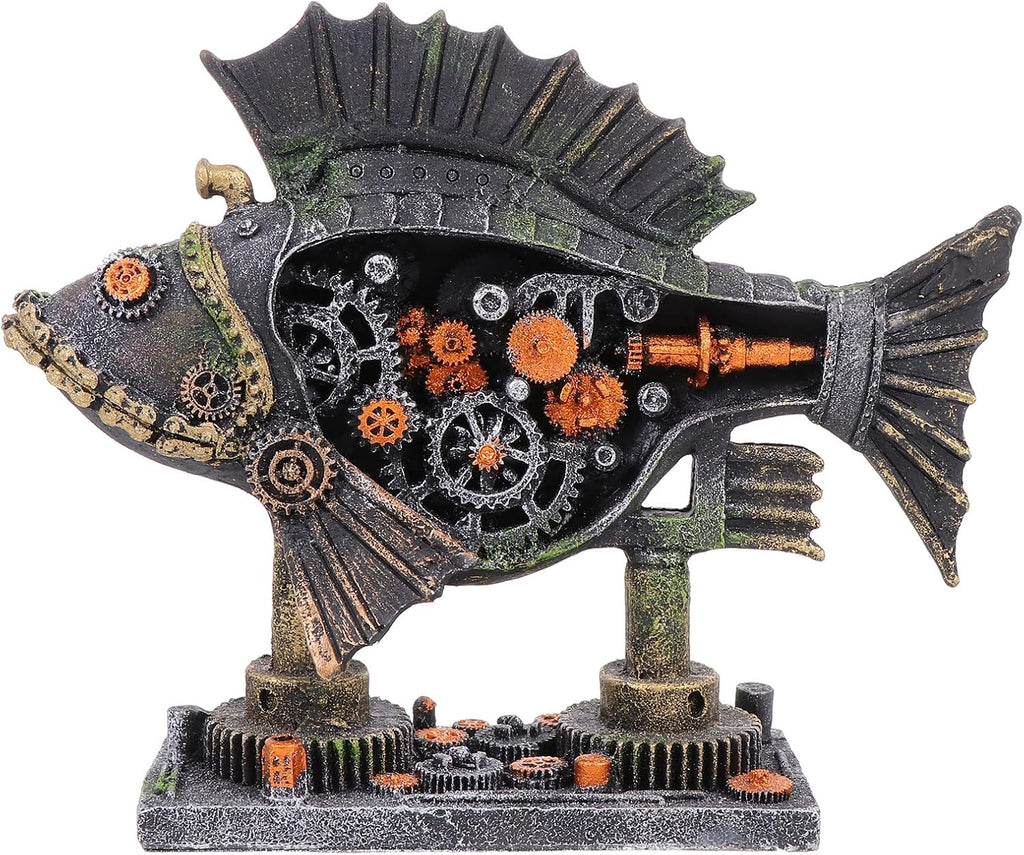 Aquarium Decoration - Steampunk Fish Decor for Fish Tank, Resin Machine Halloween Fish Tank Decoration, Beta Fish