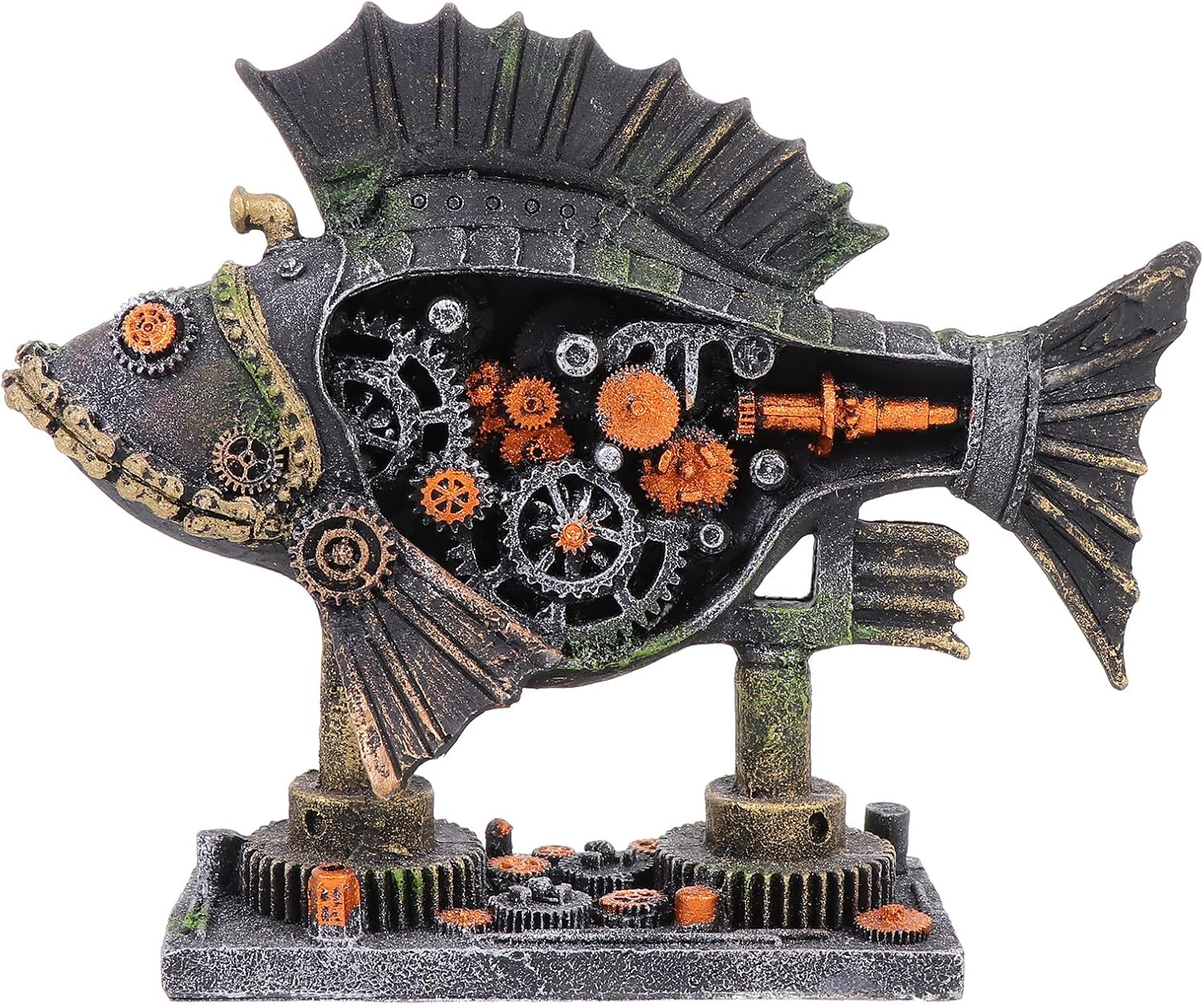 Aquarium Decoration - Steampunk Fish Decor for Fish Tank, Resin Machine Halloween Fish Tank Decoration, Beta Fish