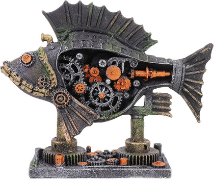 Aquarium Decoration - Steampunk Fish Decor for Fish Tank, Resin Machine Halloween Fish Tank Decoration, Beta Fish