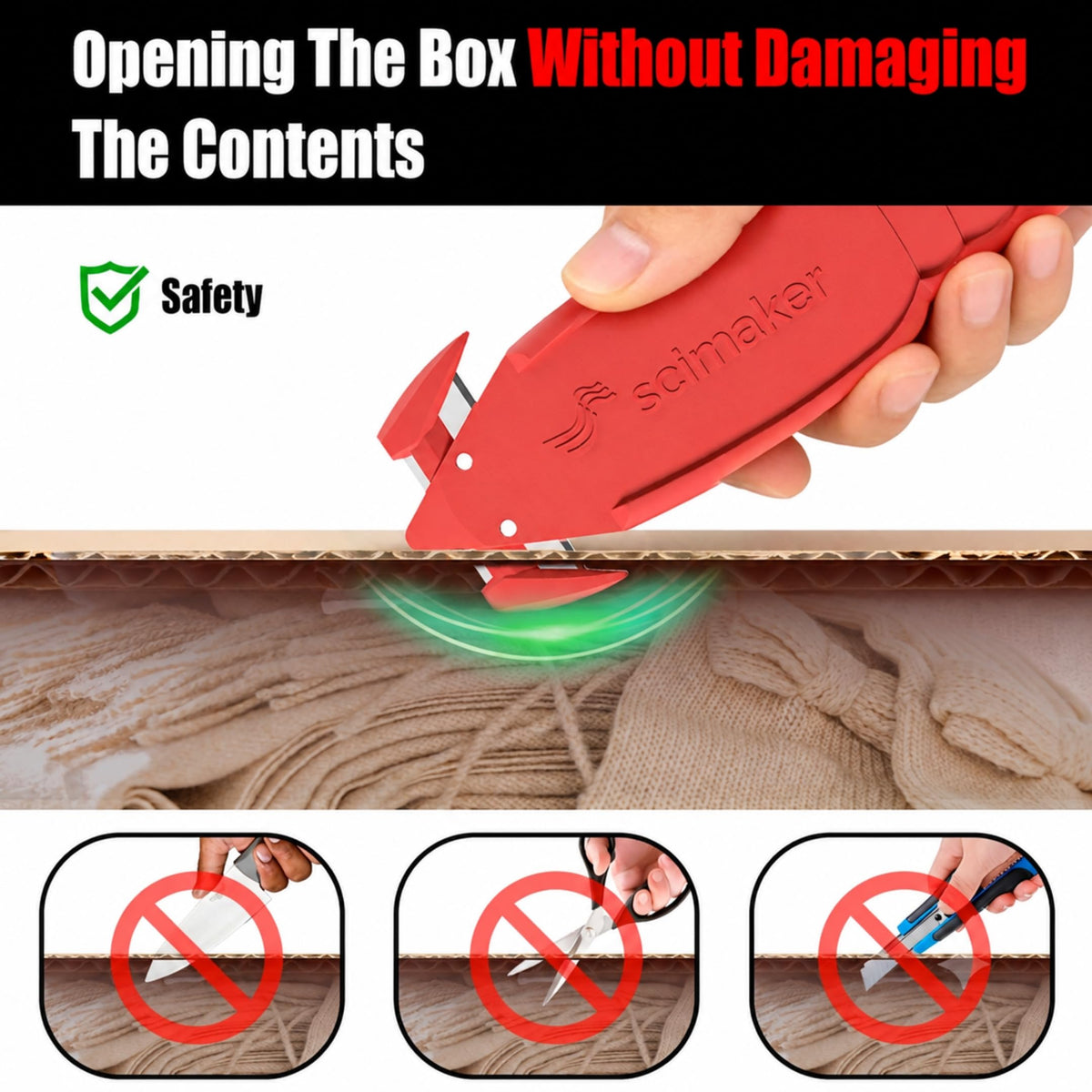 Safety Box Cutter Knife, Recessed SK-2 Blade, 12-Pack Assorted