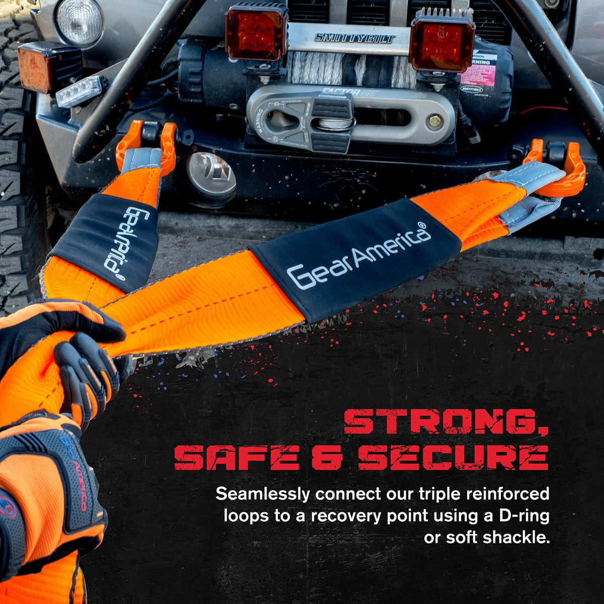 GearAmerica Mega Recovery Kit - 35,053 lbs, Black - D-Ring Shackles