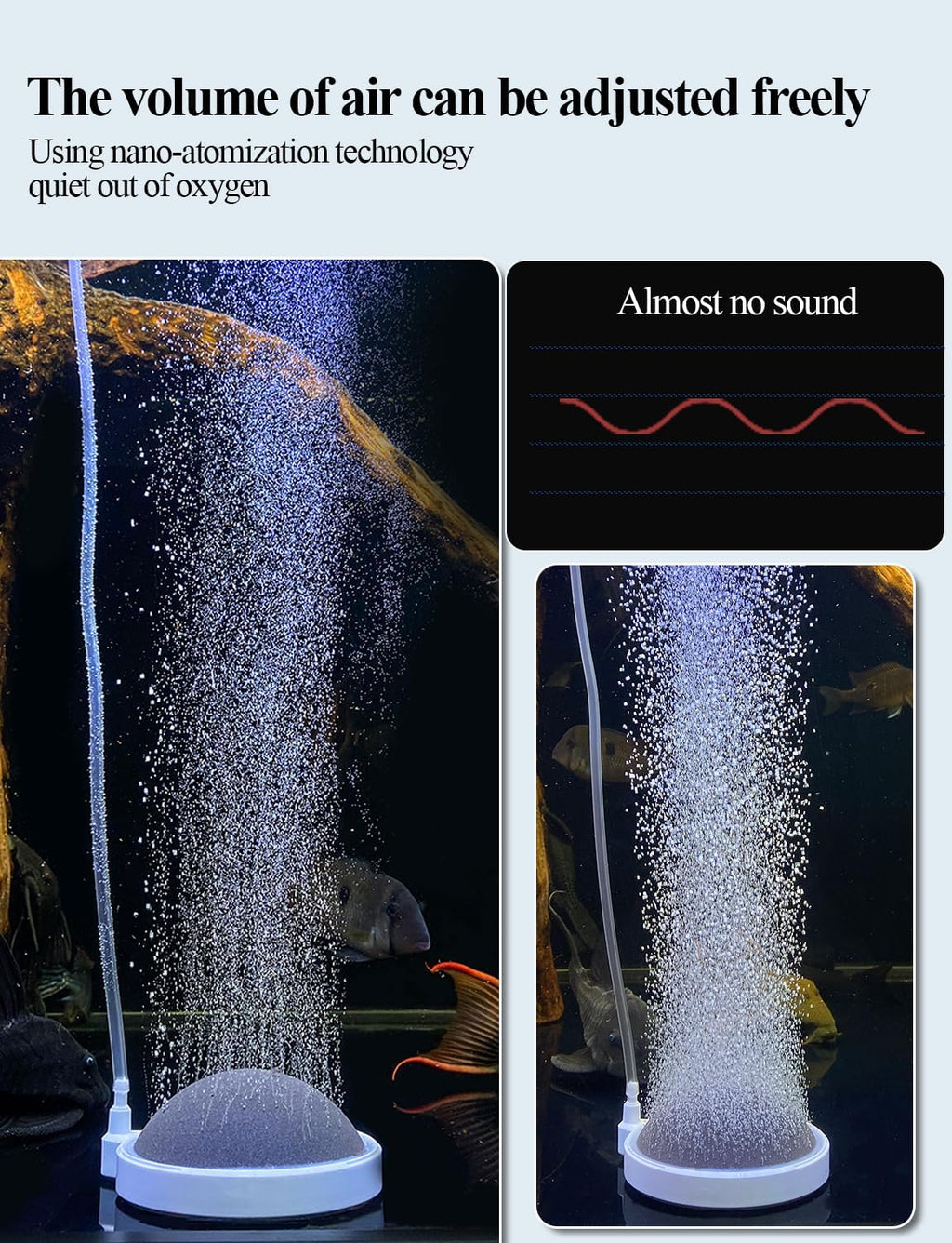 Nano Air Stone for Aquarium, Quiet Fine Bubble Diffuser