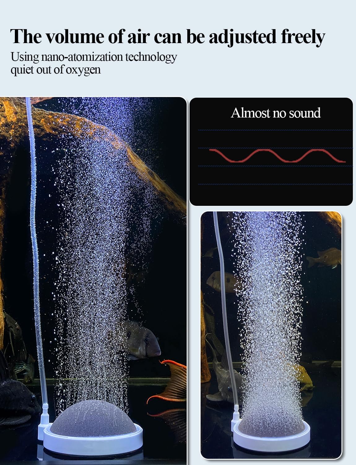 Nano Air Stone for Aquarium, Quiet Fine Bubble Diffuser
