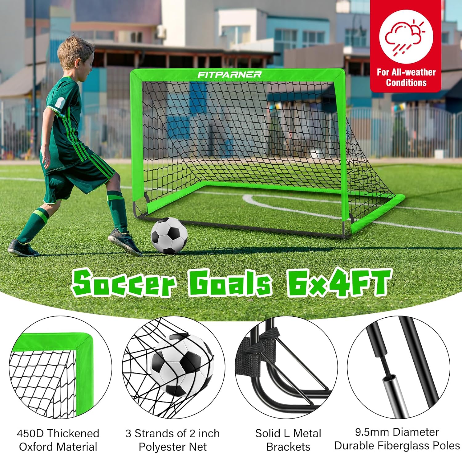 Soccer Goal,Backyard Soccer Goals for Kids 2 Pack,4x3/6x4 FT Portable Toddler Soccer Nets with Target,Ball &