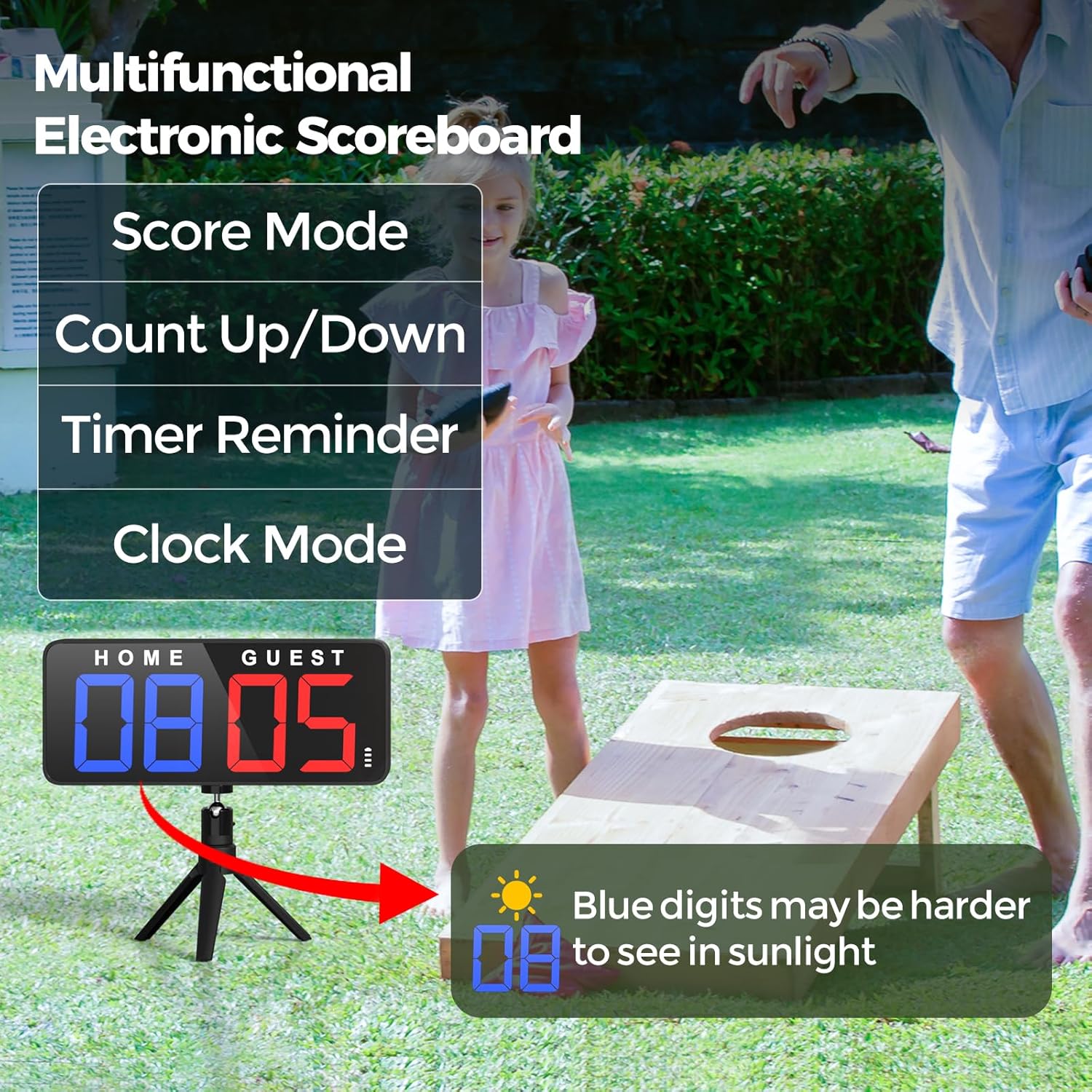 11’’ Large Digital LED Scoreboard Electronic Score Keeper Clock, Countdown/up, with Powerful Battery, 4 Mounting