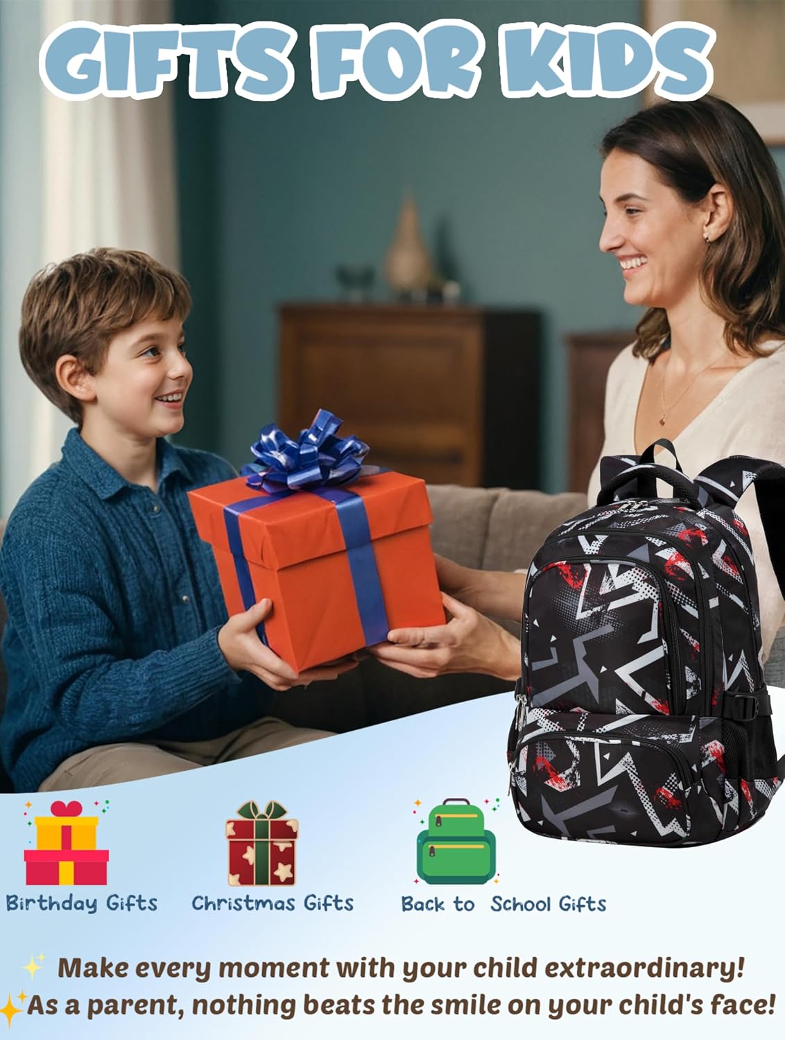 Kids Backpacks for Boys Girls 17 Inch Elementary Primary Middle School Bookbags with Laptop Compartment Back to