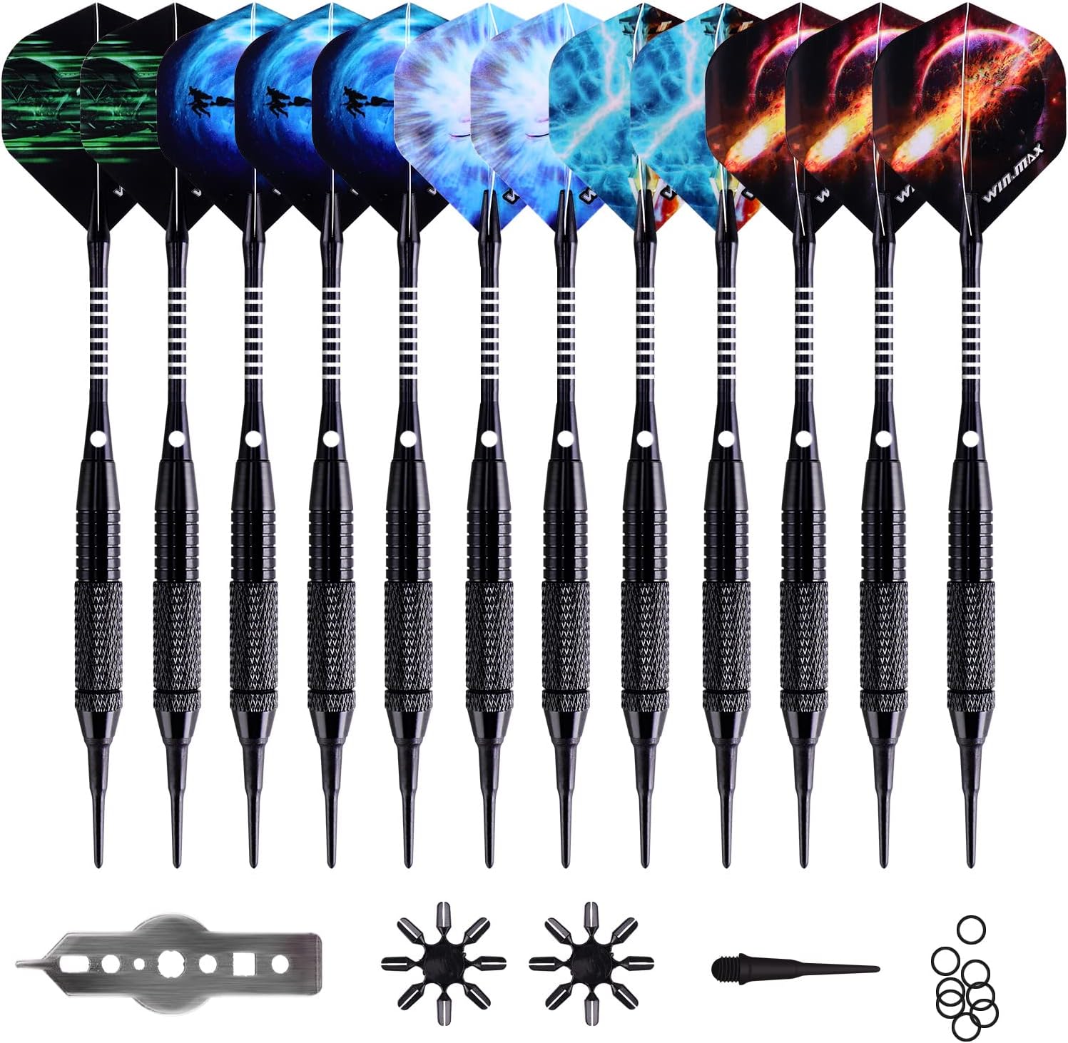 Darts Plastic tip 12 Pcs Soft tip Darts for Electronic Dart Board | 12 Elegant Professional Soft Tip Darts（18g）, 24