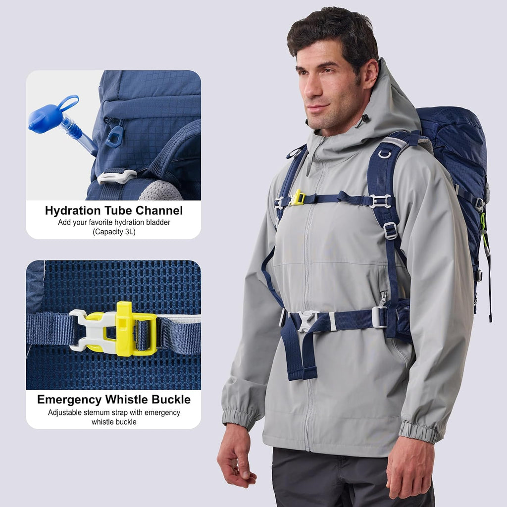 35L Internal Frame Backpack,Women Men’s Backpacking Backpack with Rain Cover,30+5 Liter Lightweight Hiking