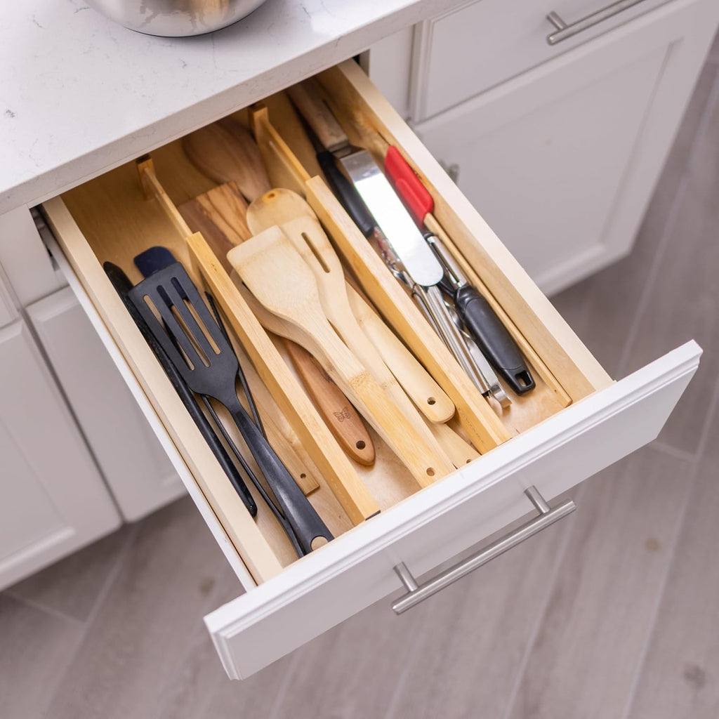 Drawer Divider 6 Pack, Bamboo Dresser Organizers for Clothes Socks Underwear Baby Clothing, Wooden Separators for
