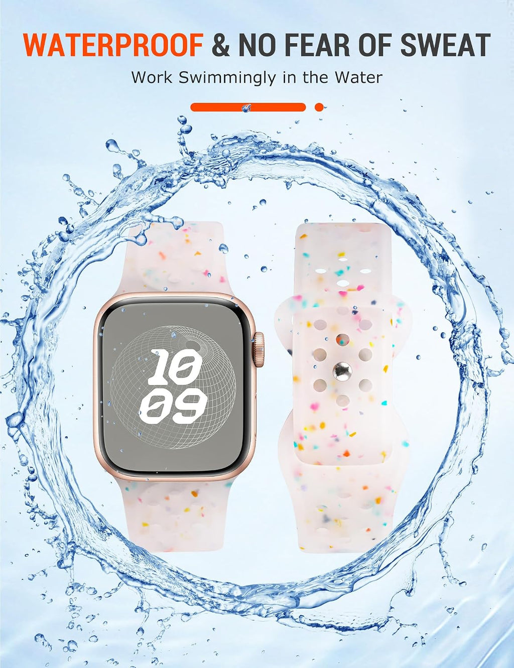 Sport Bands Compatible with Apple Watch Band 38/40/41/42/44/45/46/49mm for Women Men, Recycled Plastic Soft