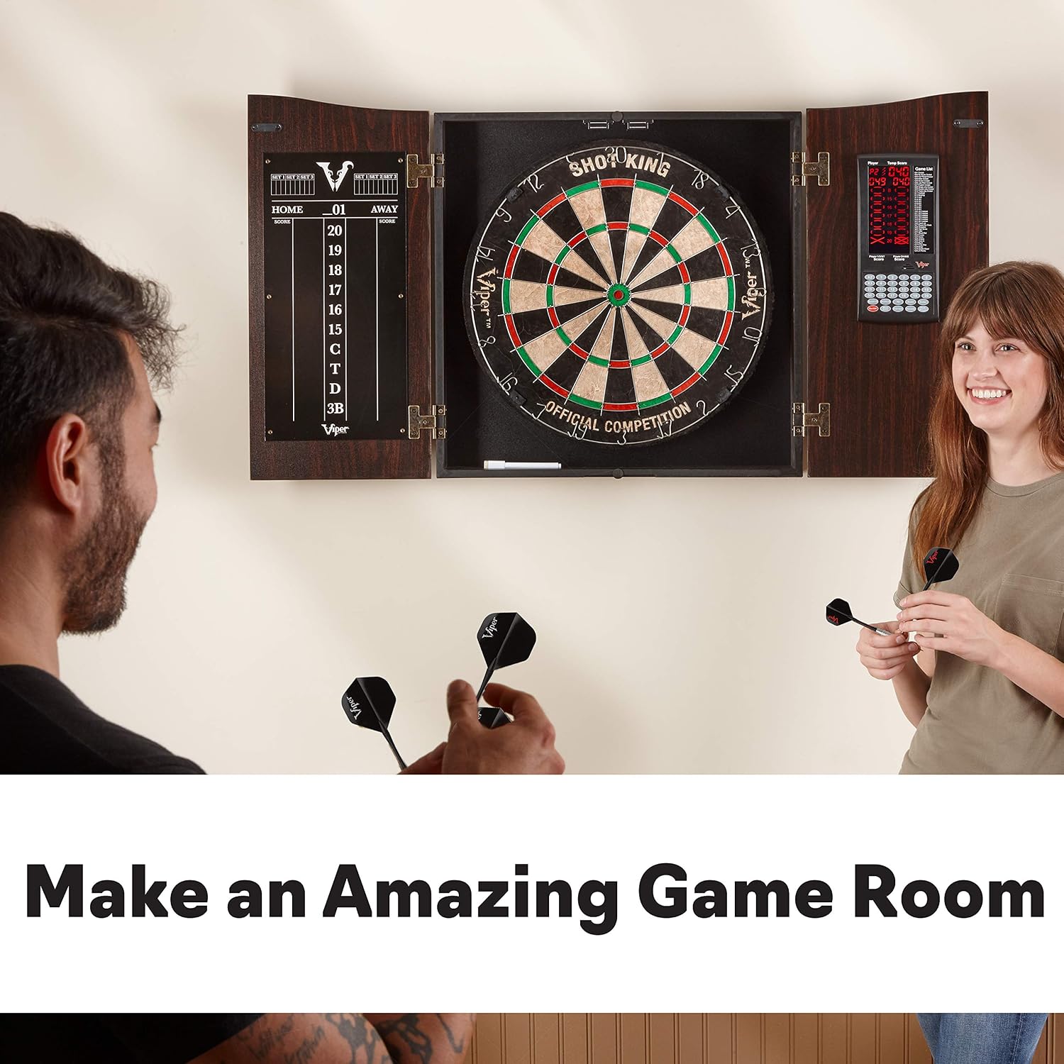 Deluxe Dartboard Cabinet with Integrated Pro Score and Cricket Scoreboard