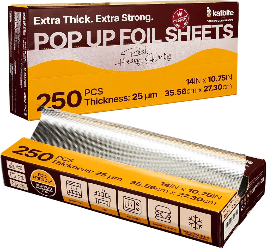 Pop-Up Aluminum Foil Sheets, 250 Count, 14 x 10.75 Inch, 25 Micron