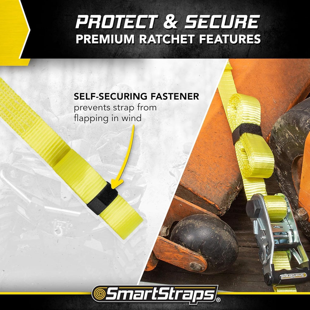 14’ Commercial Ratchet Tie Down Strap – 5,000lbs Break Strength, 1,667lbs Safe Work Load – Commercial Duty Tie Downs