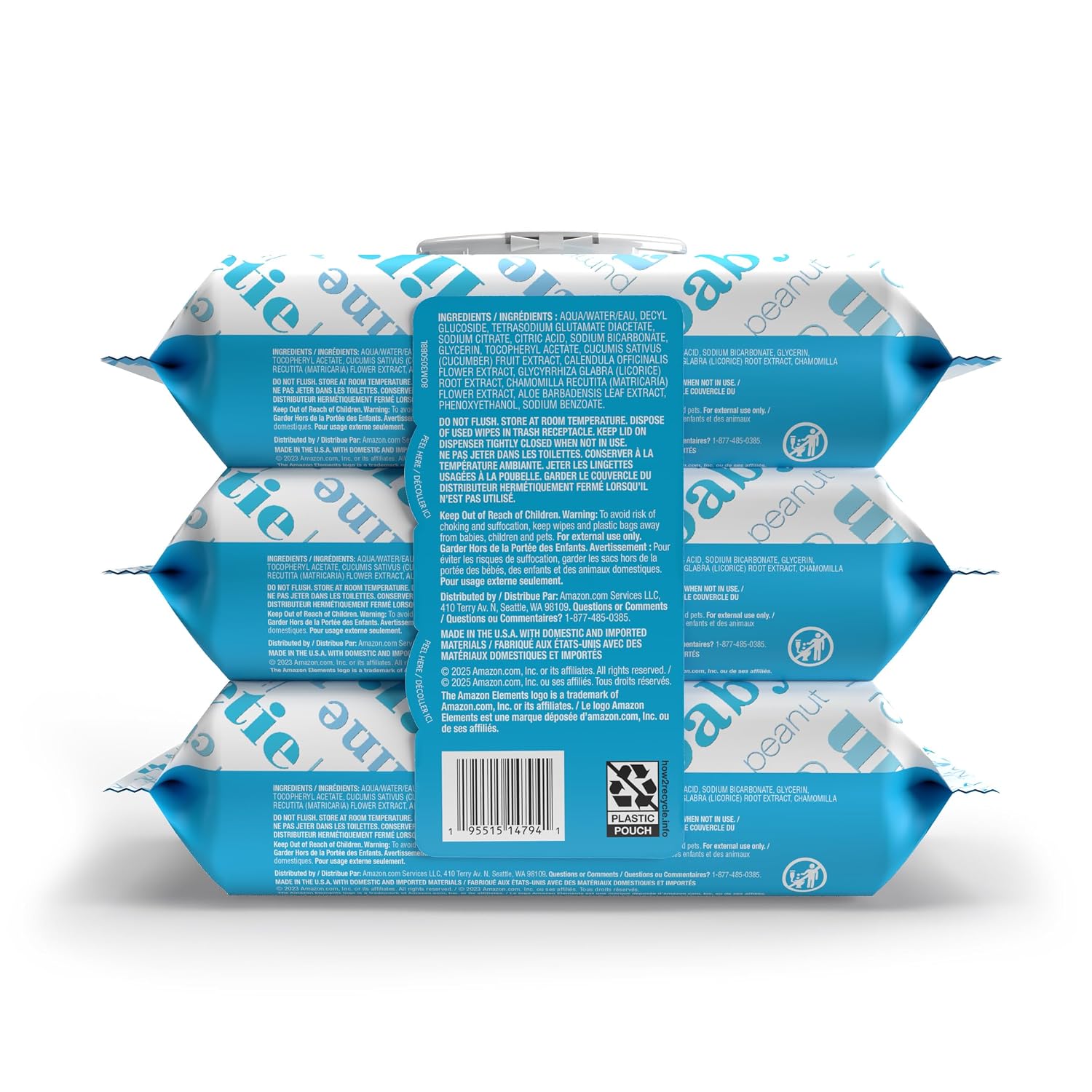 Baby Wipes, Unscented, Hypoallergenic, Alcohol-Free, With Aloe and Vitamin E, 270 Count, Flip-Top Packs