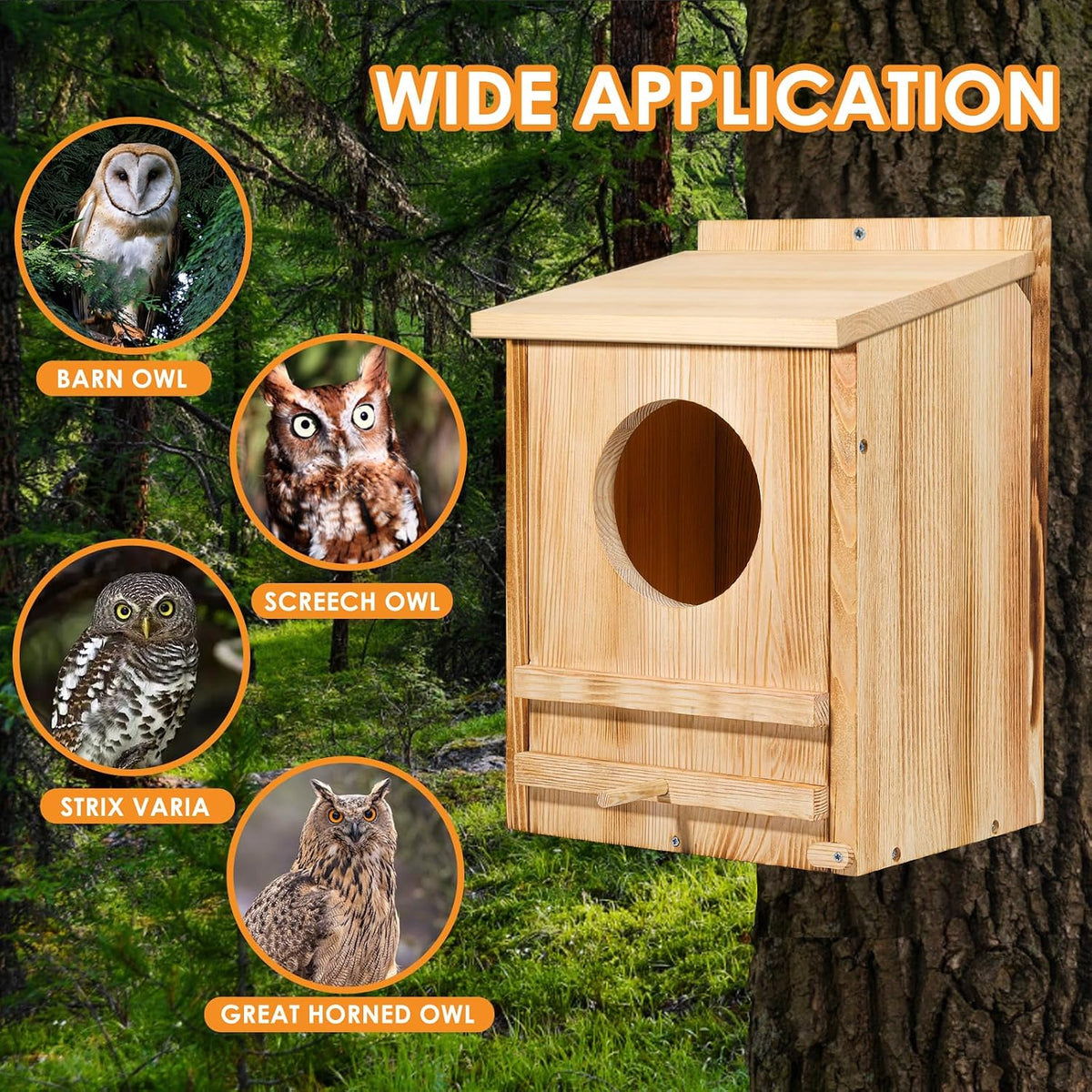 Large Barn Owl House,15.8 * 10.6 * 8.7IN Owl Nesting Box for Outside