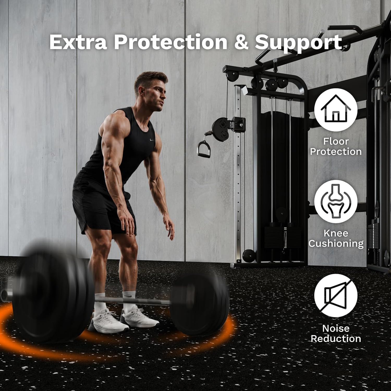 1'' Ultra-Thick 48 Sq Ft Rubber Top Gym Flooring for Home Gym, 12 Tiles High Density EVA Foam Exercise Mats