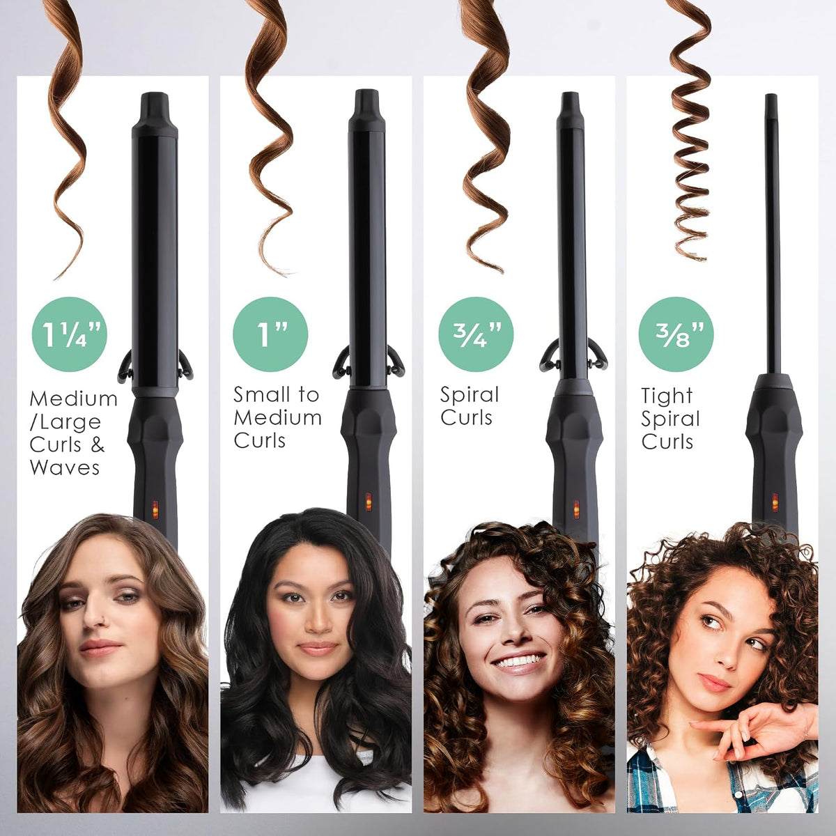 Pro X-Long 1 Inch Clamp-Free Ceramic Curling Wand for Long Hair | Extra-long tourmaline ceramic barrel creates