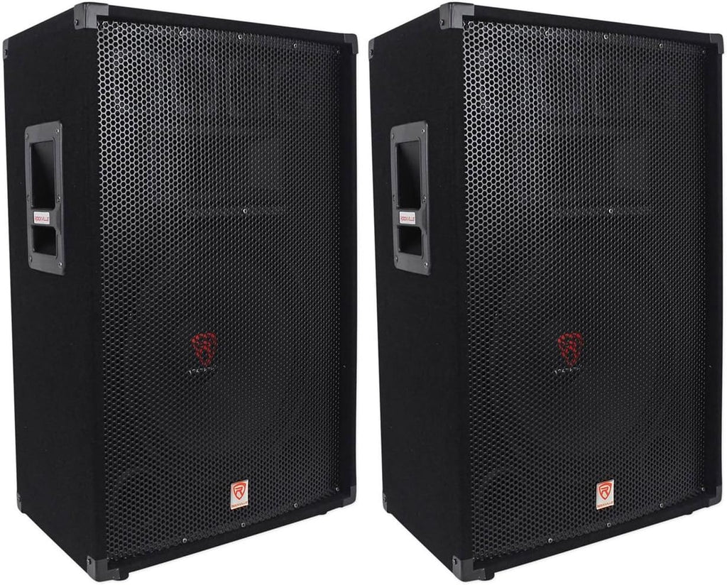 RSG15 15" 3-Way 8-Ohm Passive DJ PA Speaker, 2-Pack | 1500W Peak/750W RMS, SpeakON and 1/4" Inputs, Piezo Compression