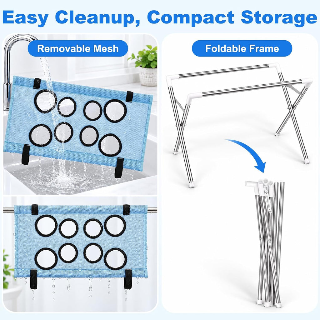 Dog Grooming Hammock Stand, Foldable Pet Bath Hammock with Mesh Sling