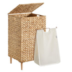 Laundry Hamper With Lid, 95 L Wicker Handwoven Water Hyacinth