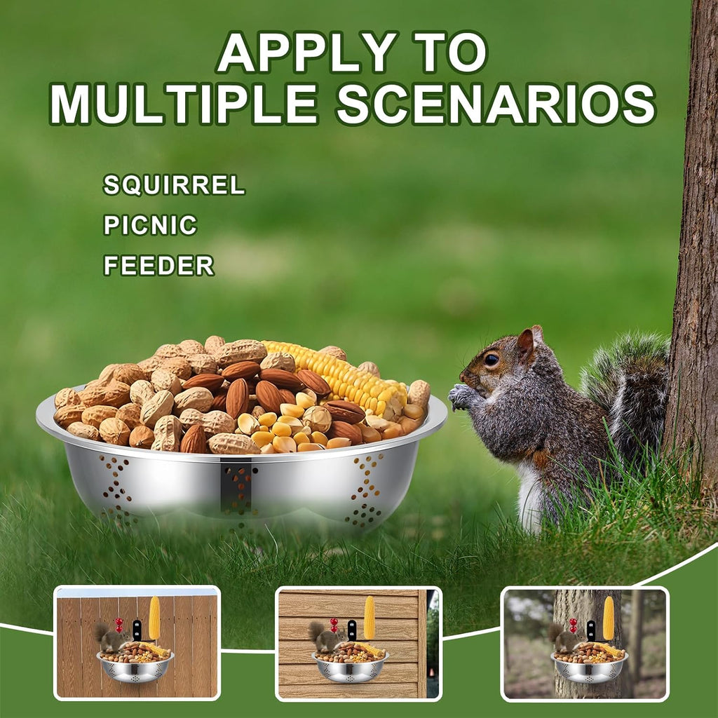 Squirrel Feeders for Outside, Metal Squirrel House for Outdoor, Durable Bowl Tree Mounted of Chipmunk Feeder