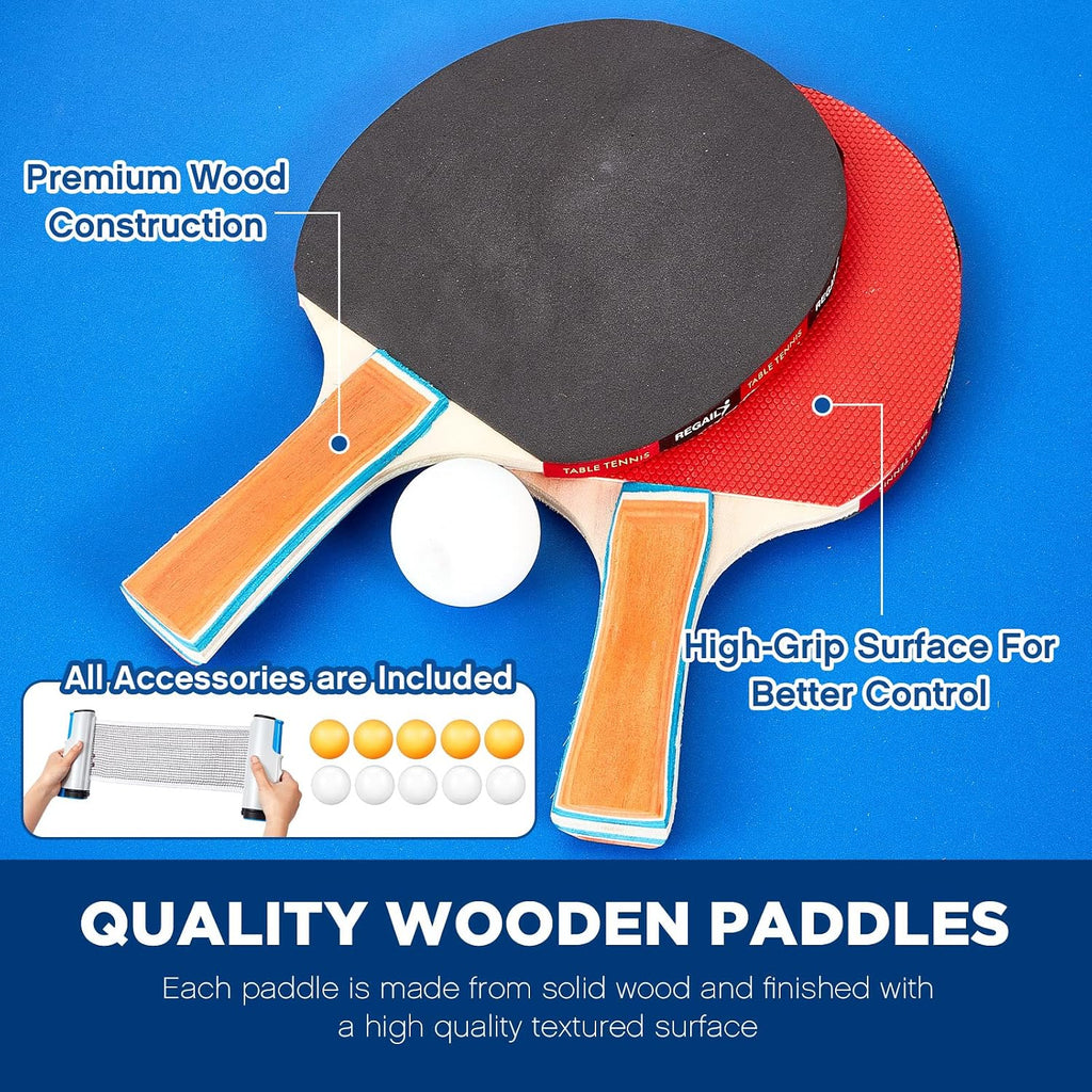 Table Tennis Table Portable Foldable Tables Tennis Game Set with 2 Tabled Tennises Paddles 10 Tabled Tennises Ball