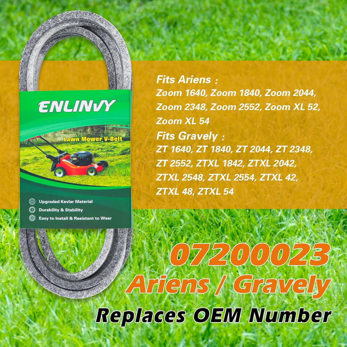 07200023 Deck Belt 1/2" x 145.5" Replaces Ariens 52 inch Deck Belt