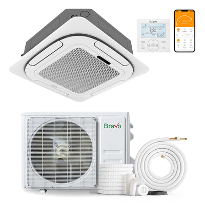 24000 BTU 230V Ceiling Cassette Mini Split - 20 SEER2 - Smart Kit
