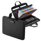 Fireproof Document Box with Lock, 13 Pocket Accordion File Folder