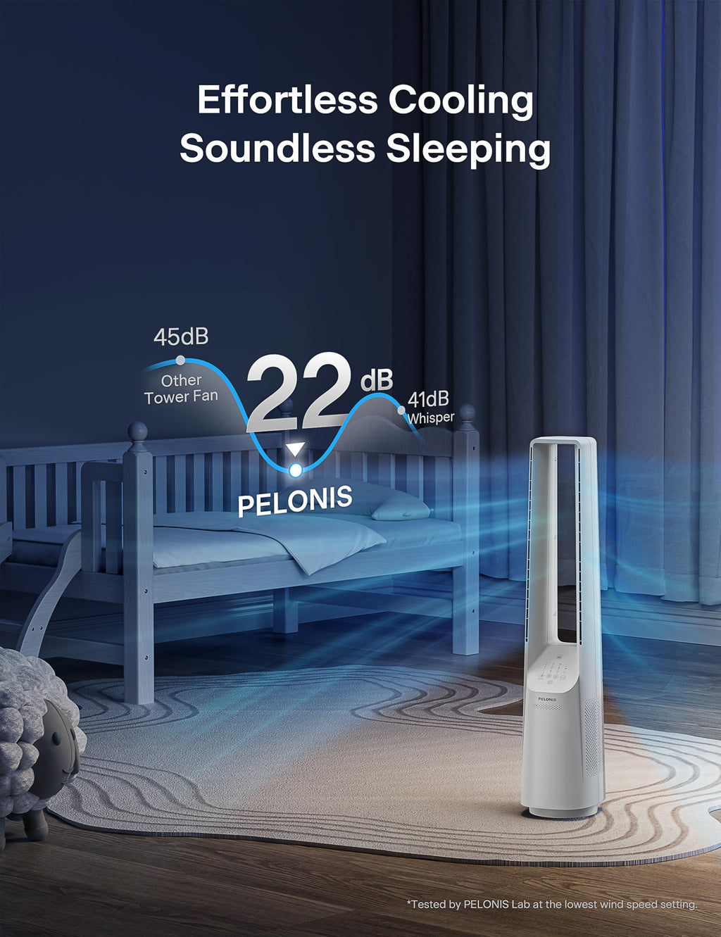Bladeless Tower Fan with 26-33ft Powerful Airflow, Alexa and Google Compatible, 6-Speed Settings, Quiet DC Motor