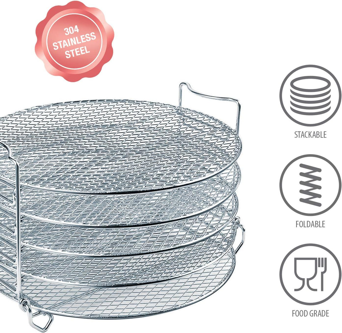 Dehydrator Rack For Ninja Foodi Accesories, Pressure Cooker and Air Fryer 6.5 Quart & 8 Quart - Stainless Steel