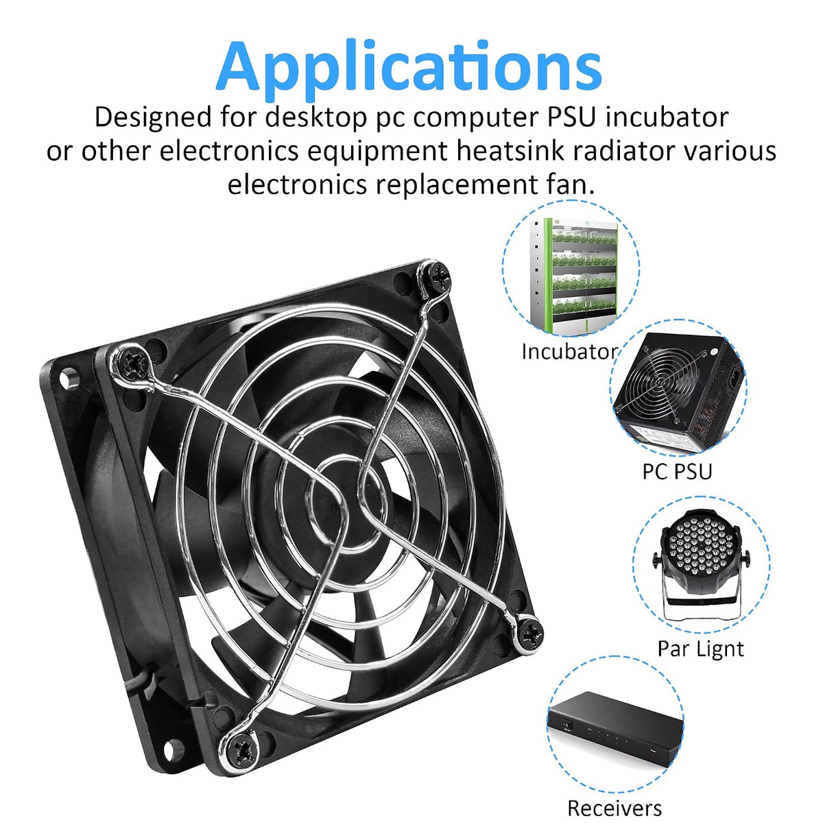 80x25mm12V DC High-Performance 2-Pin XH2.54 Electronics Cooling Fan 2-Pack