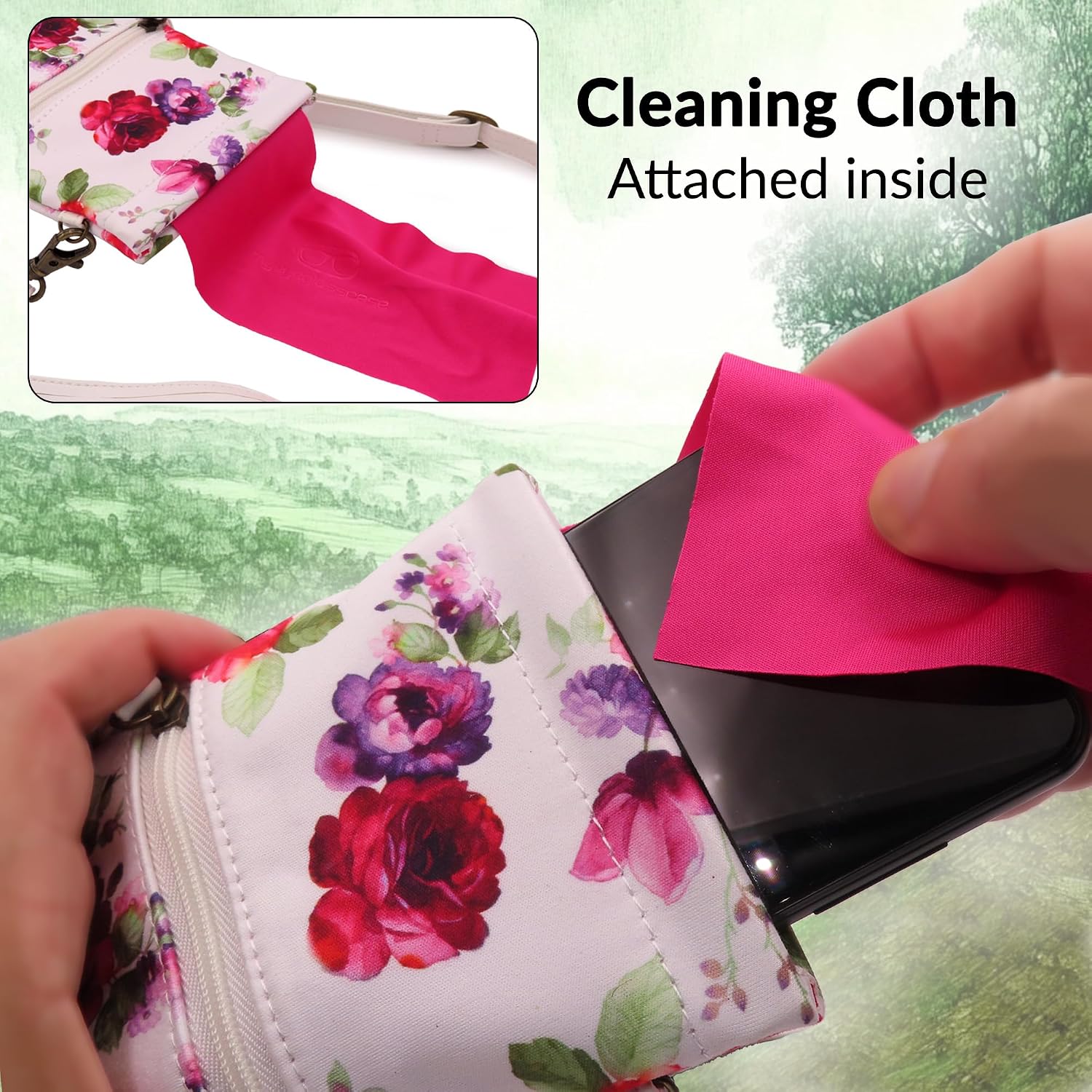 Soft Crossbody Sunglasses Case, Large to XL Squeeze Top Glasses Pouch, Women Eyeglass Holder Sleeve Travel Bag