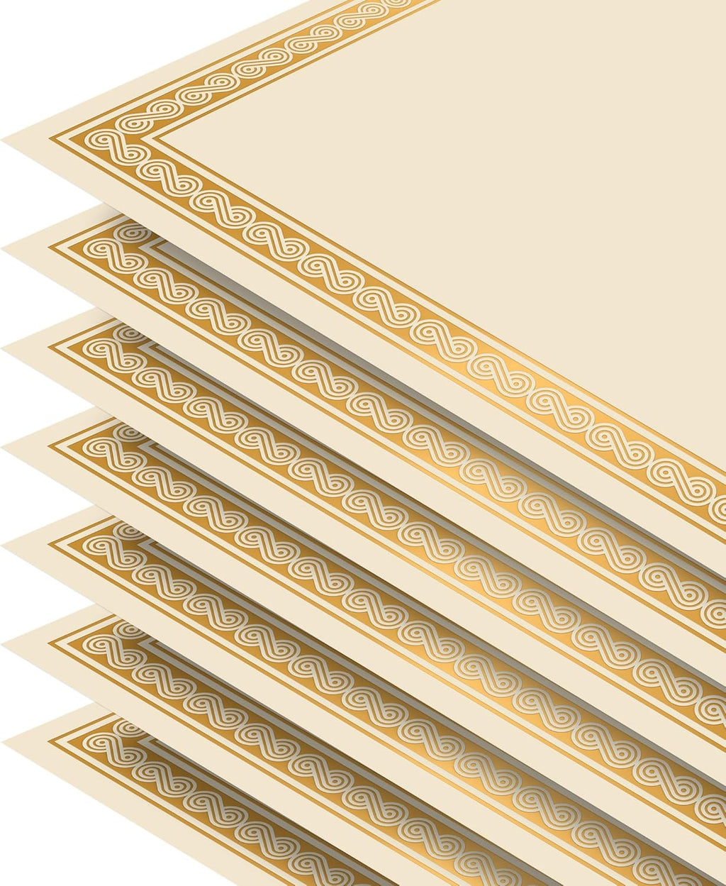 100 Sheet Award Certificate Paper, Gold Foil Metallic Border, Ivory Letter Size Blank Paper, Diploma Certificates