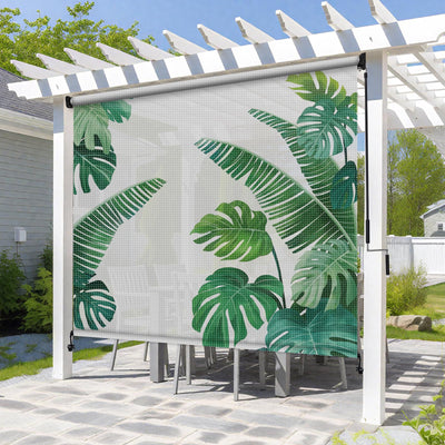 Custom Size Outdoor Roller Shade, Personalized Image Picture Cordless Patio Shades Roll Up Outdoor Blinds with 5%