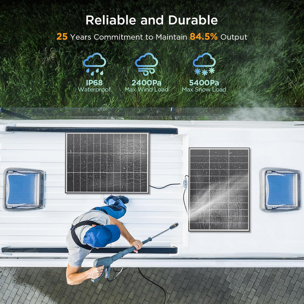 N-Type 16BB 200 Watt Solar Panel, 2×100W Solar Panels | 25% High Efficiency Monocrystalline PV Module,Compact
