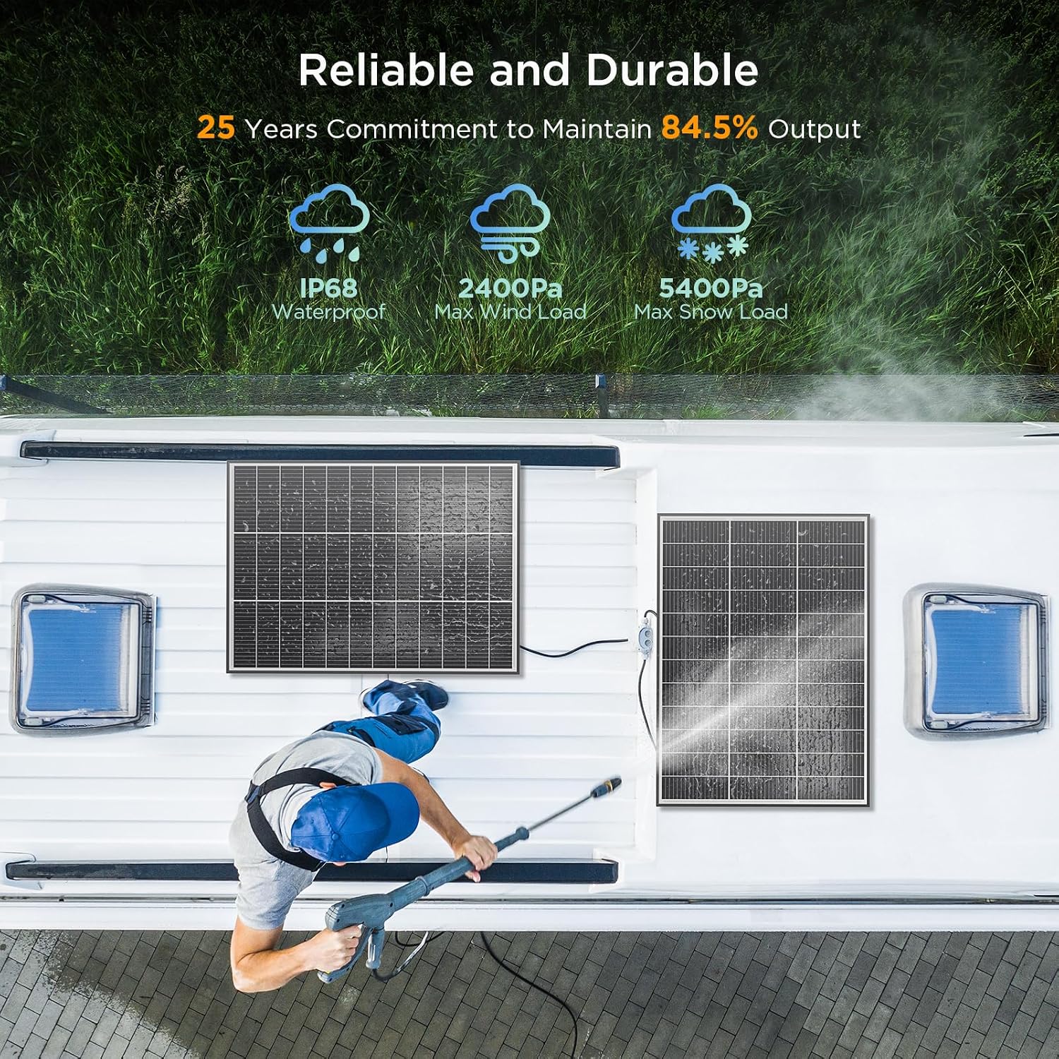 N-Type 16BB 200 Watt Solar Panel, 2×100W Solar Panels | 25% High Efficiency Monocrystalline PV Module,Compact