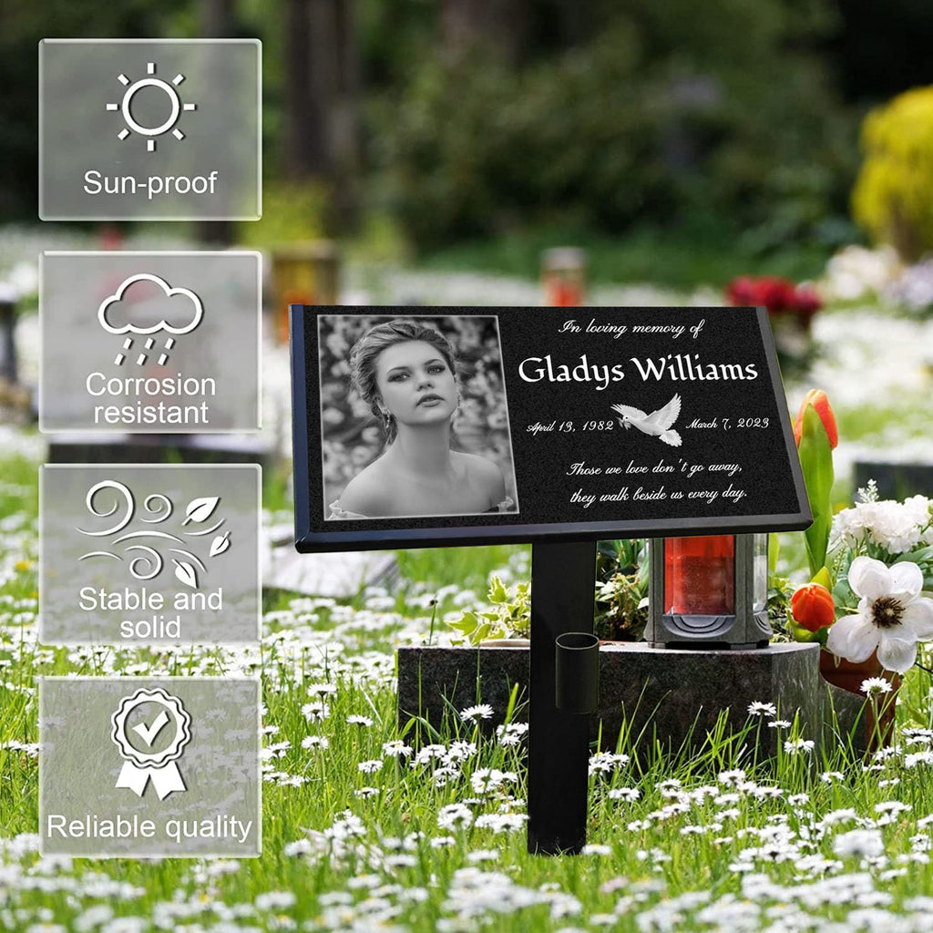 Headstones for Graves - Custom Engraved Grave Markers with Ceramic Photo