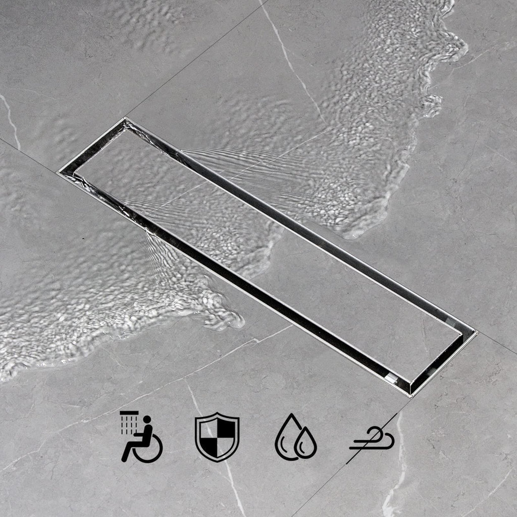 Linear Shower Drain 12 inch Brushed with Tile Insert Panel
