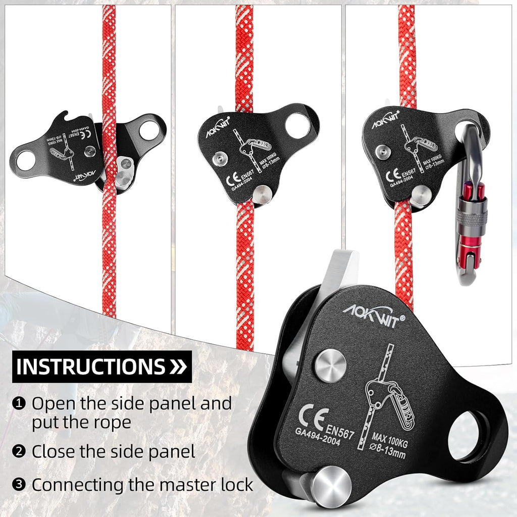 Climbing Ascender Rope Grab Fall Protection Belay Device Tree Climbing Gear Rappelling Equipment Rope Ascender for