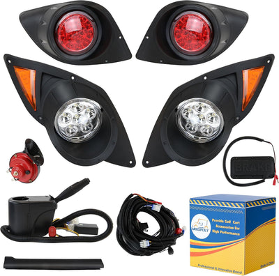 Golf Cart Light Kit for Yamaha G29 Gas & Electric 2007-UP, 12V Street Legal Full Headlight Tail Light Kit with Turn Signal Switch, Horn Button, Hazard Flasher and Brake Pad