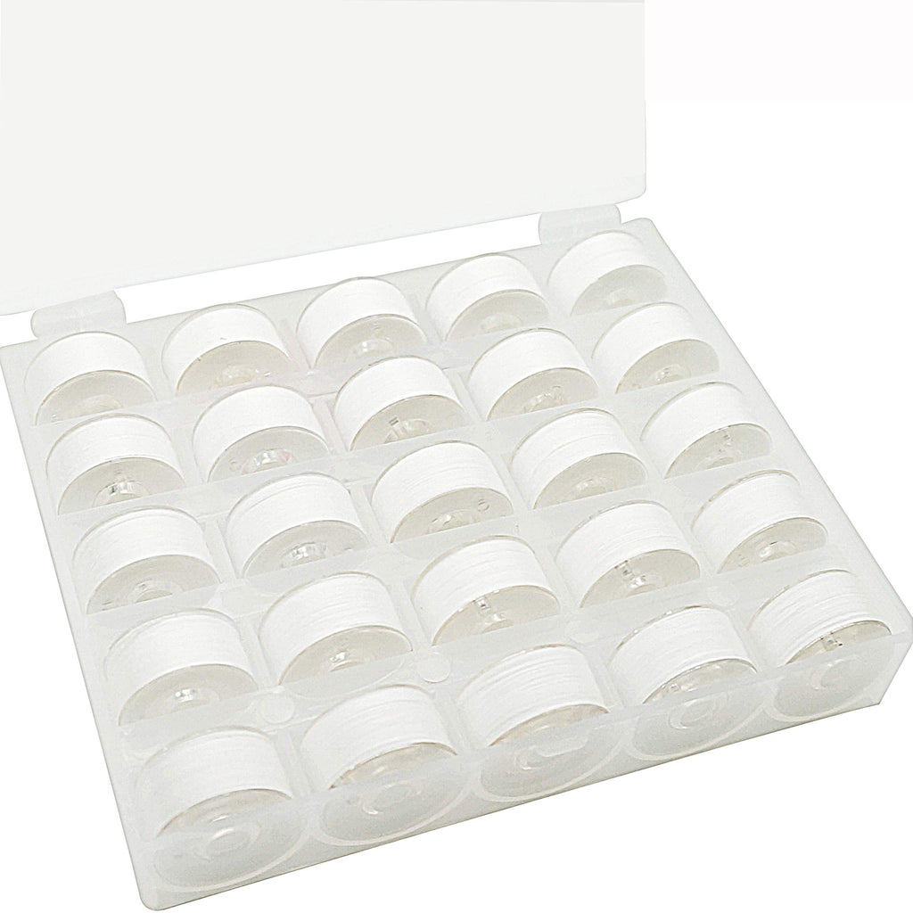 25pcs Size A SA156 Prewound Bobbin Thread -White
