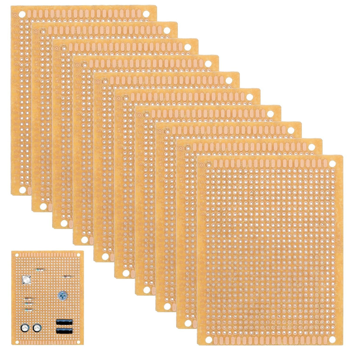 10 PCS 70mm x 90mm PCB Board Prototype Kit, Universal Printed Circuit Board, Copper Stripboards Prototype Perfboard for Electronic Experiment and DIY Soldering Electronic Projects