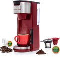 Red Single Serve Coffee Brewer K-Cup Pods Compatible & Ground | 30 oz Compact Coffee Maker Single Serve With 5 Brew
