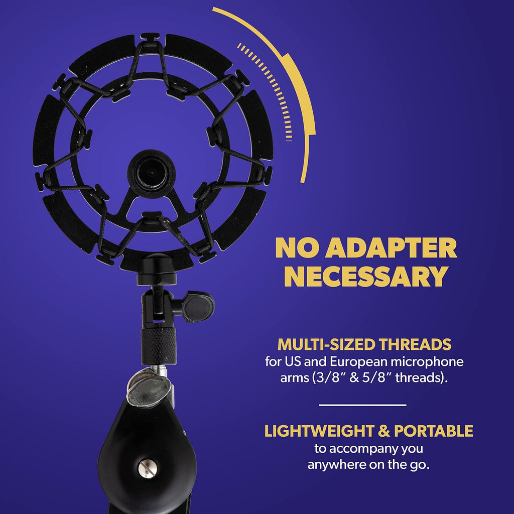 Pro Microphone Shock Mount - Mic Holder Compatible w/Blue Yeti, Snowball & Pro Microphones