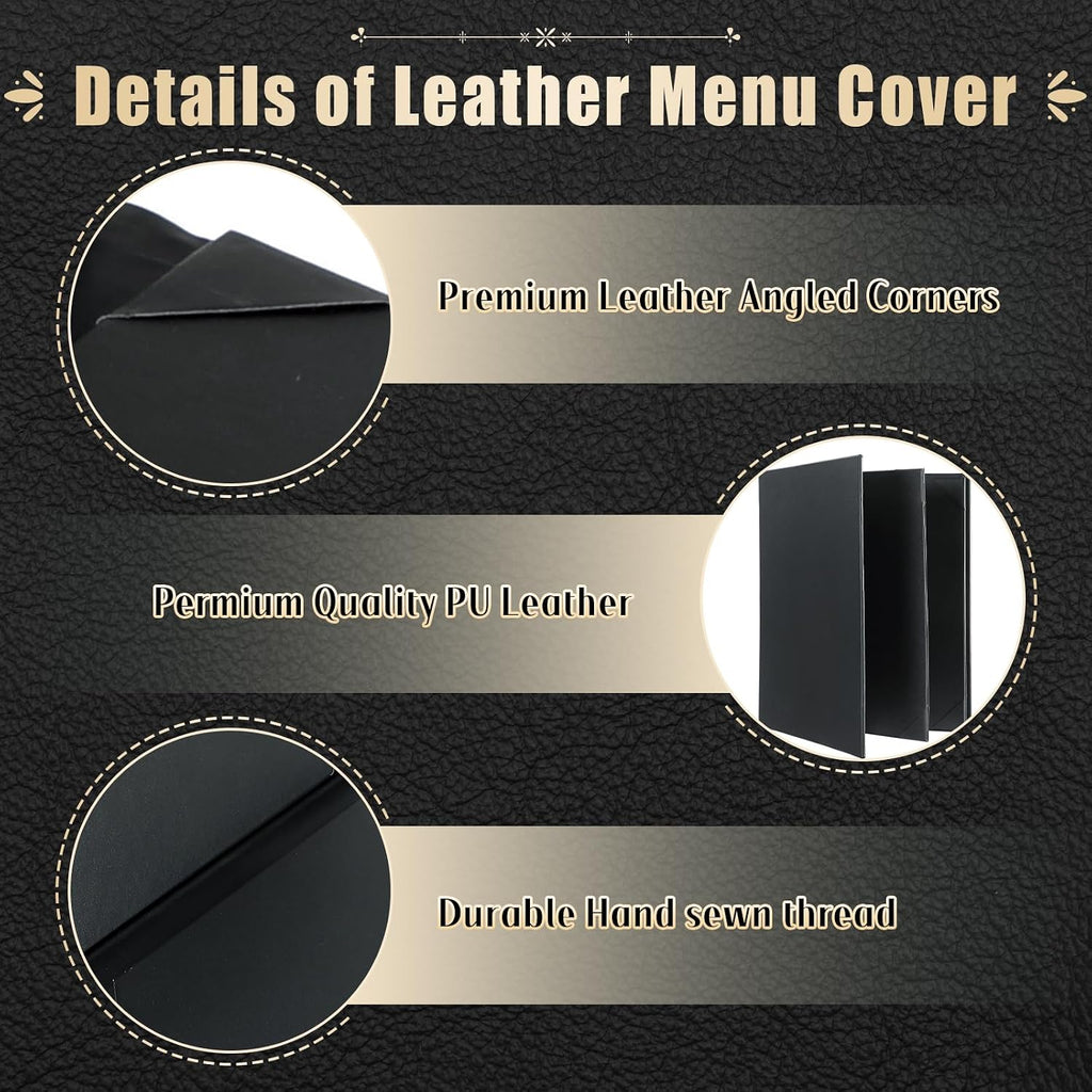 Restaurant Menu Covers Holders 8.5 X 11, 5 Pack Synthetic Leather Menu Holder Covers Book Style with Angled Corners