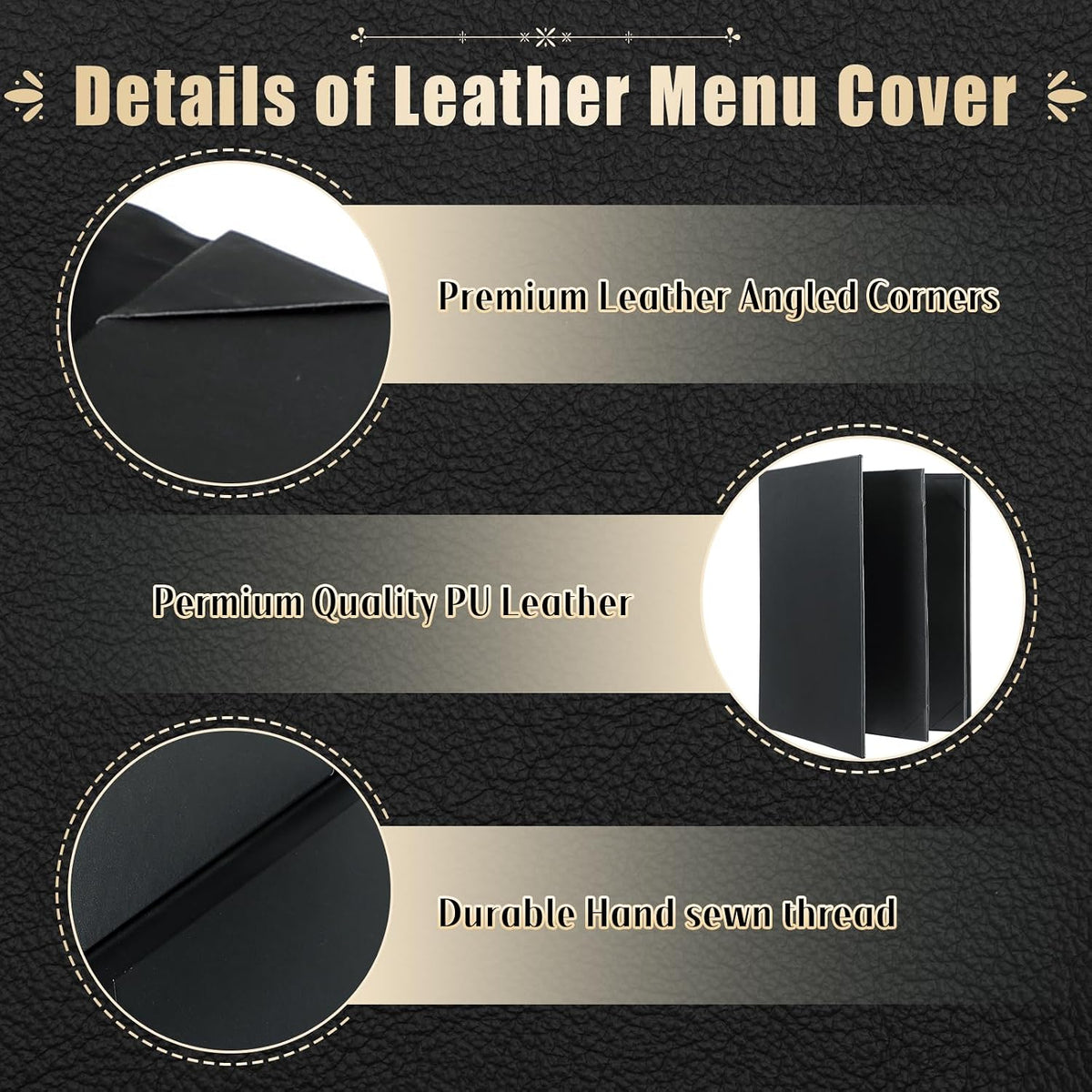Restaurant Menu Covers Holders 8.5 X 11, 5 Pack Synthetic Leather Menu Holder Covers Book Style with Angled Corners