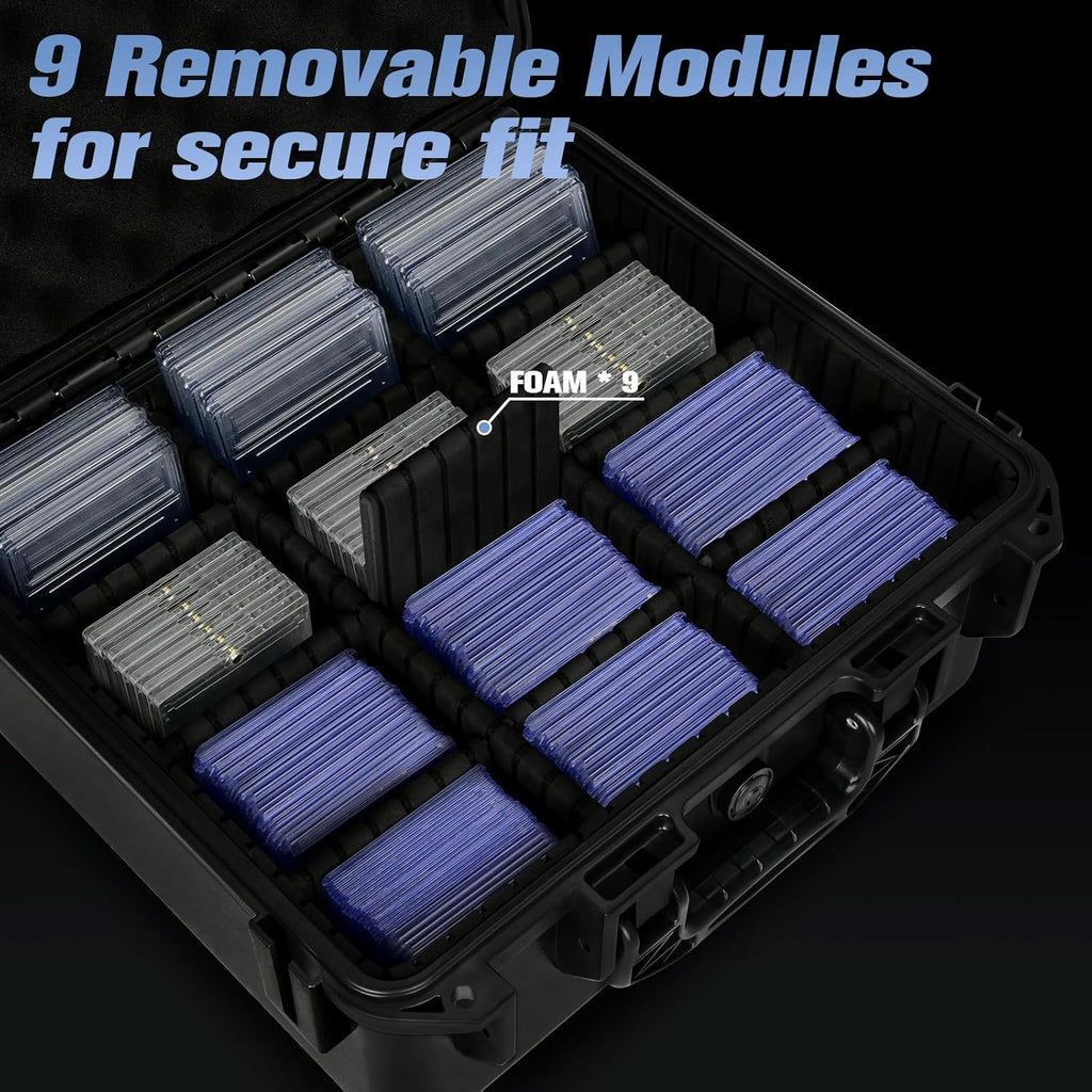 Graded Card Case Storage Box: Trading Card Storage Box with 9 Dividers | Waterproof Hard Slab Case for Toploader PSA
