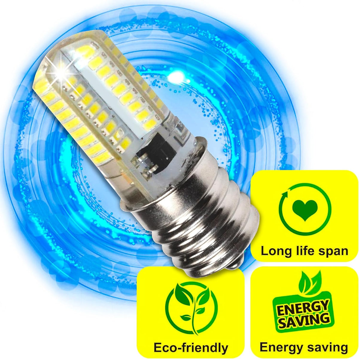 HQRP 2-Pack 110V E17 Base Silicone Crystal Dimmable LED Bulbs Warm White Compatible with LG 6912W1Z004B Microwave Light Bulb Replacement