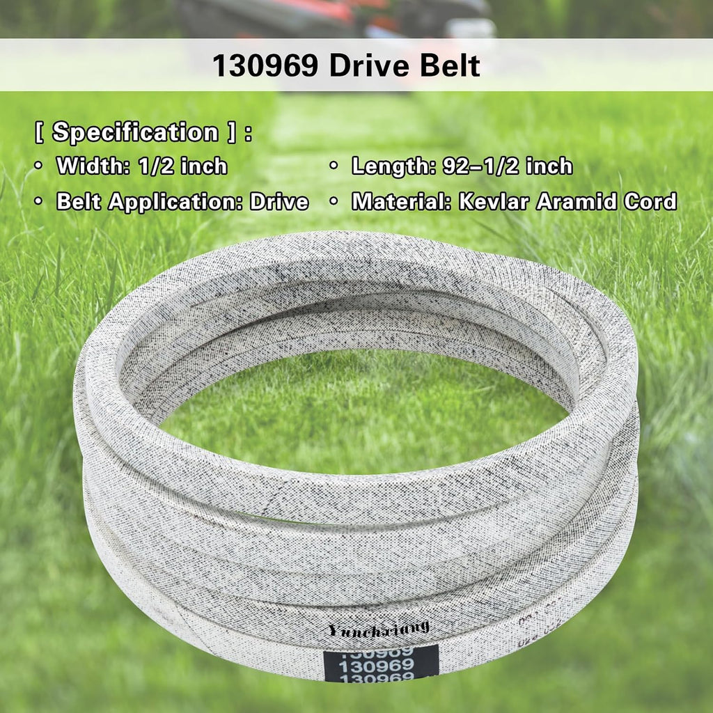 532130969 592855201 Drive Belt Kevlar for 130969 Craftsman Drive Belt YT3000, YT4000, YS4500, Husqvarna YTH22V46, YTH24V48, YTH24V54, YTH24K48, LGT2654 - Aramid Cord, 1/2'' x 92-1/2''